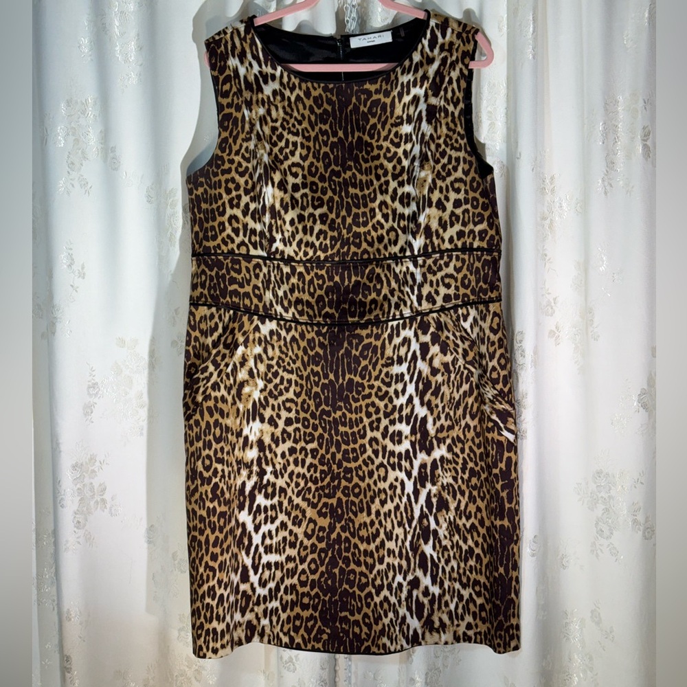 Tahari Leopard Print Mini Dress - Brown